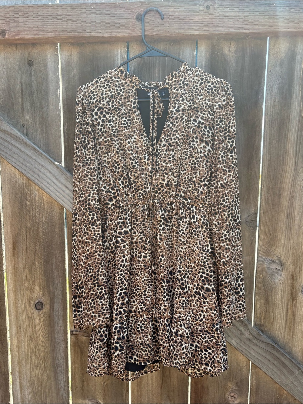 Leopard Print Flare Sleeve Dress